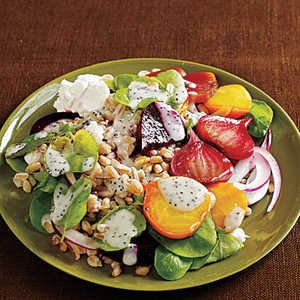 Farro Salad with Roasted Beets, Watercress, and Poppy Seed Dressing Recipe